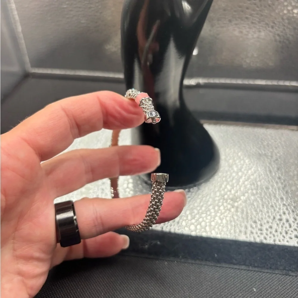 Elegant Silver and Pink Women's Magnetic Bangle